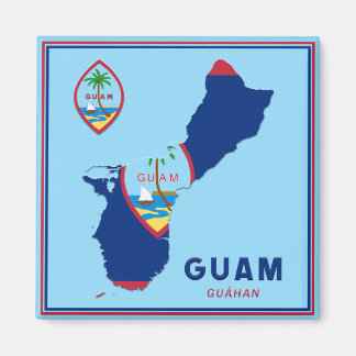 Imán Mapa y sello de la bandera de Guam