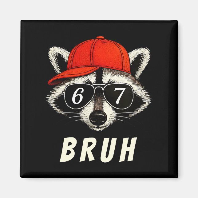 Imán Mapache 67 Bruh Seis Siete Meme Mapache Sombrero N (Frente)