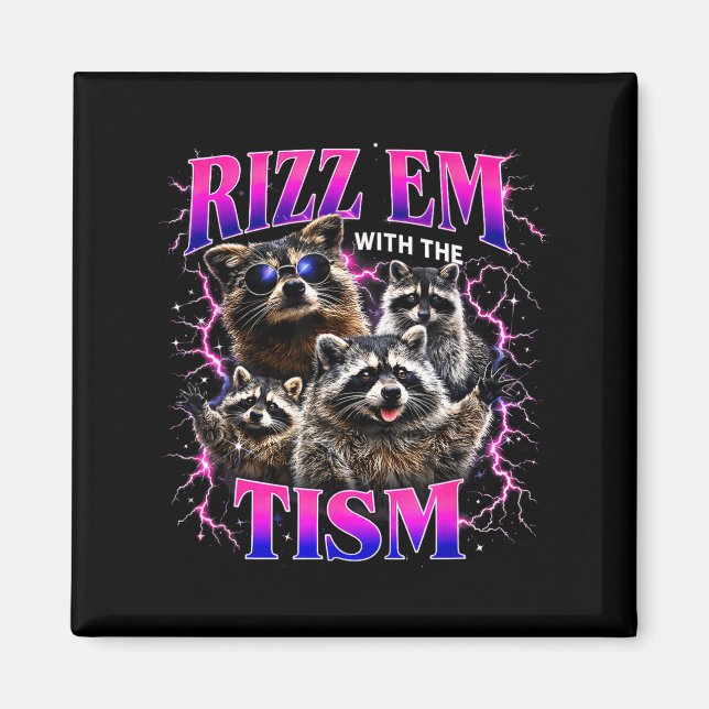 Imán Mapache autista divertido con el meme de tism  (Frente)