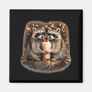 Imán Mapache bebiendo café helado meme divertido de ani