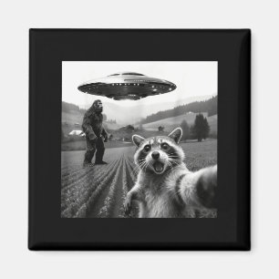Imán Mapache Bigfoot Selfie Ovni Divertido Mapache Alie