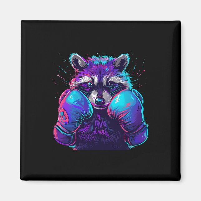 Imán Mapache Boxeador Con Guantes De Boxeo Kickboxing D (Frente)