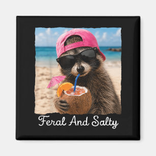 Imán Mapache de playa feroz y divertido salado meme de