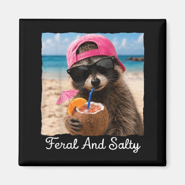 Imán Mapache de playa feroz y divertido salado meme de  (Frente)