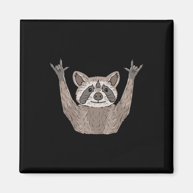 Imán Mapache ILY Gestos con las Manos Lengua de Señas S (Frente)