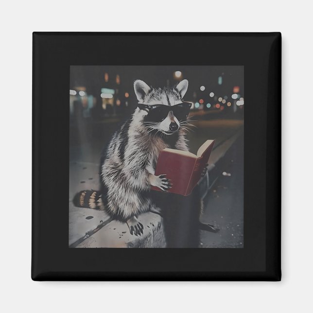 Imán Mapache leyendo libro meme de animal divertido bib (Frente)
