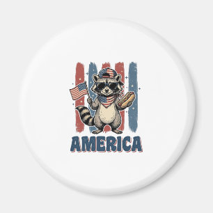 Imán Mapache Patriótico América Diseño de Camiseta Vint