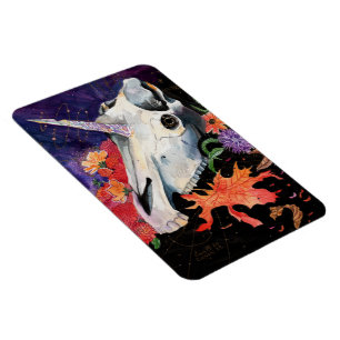 Imán Mapas de memoria Vibes de otoño Calavera Unicorn