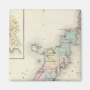 Imán Mapas del condado de Door, Sturgeon Bay y Jenny