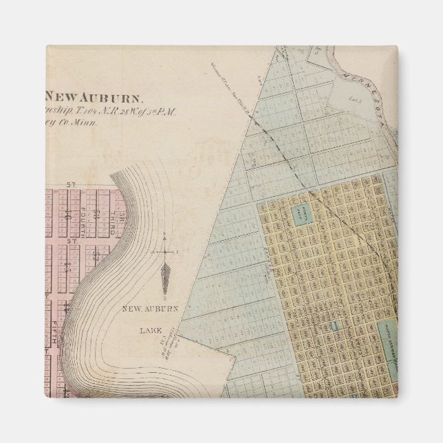 Imán Mapas del nuevo Auburn, Minnesota (Frente)