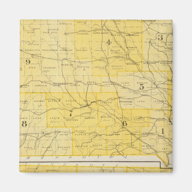 Imán Mapas estatales de Iowa (Frente)