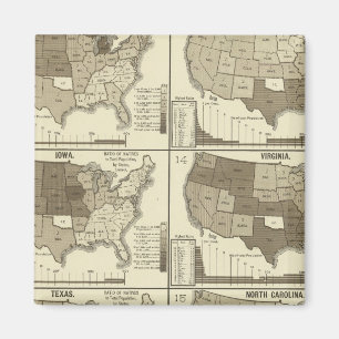 Imán Mapas litografiados estadísticos de los Estados U