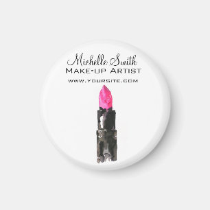 Imán maquillaje de lápiz labial rosa y acuarela negra d