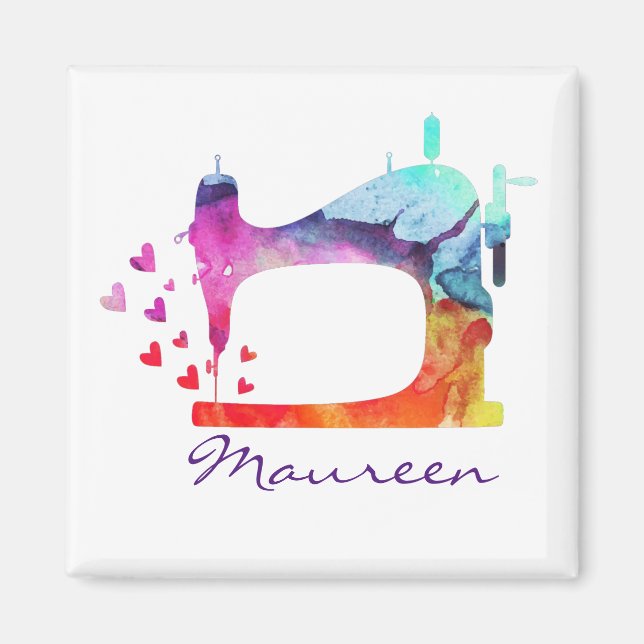 Imán Máquina de coser de la acuarela (Frente)