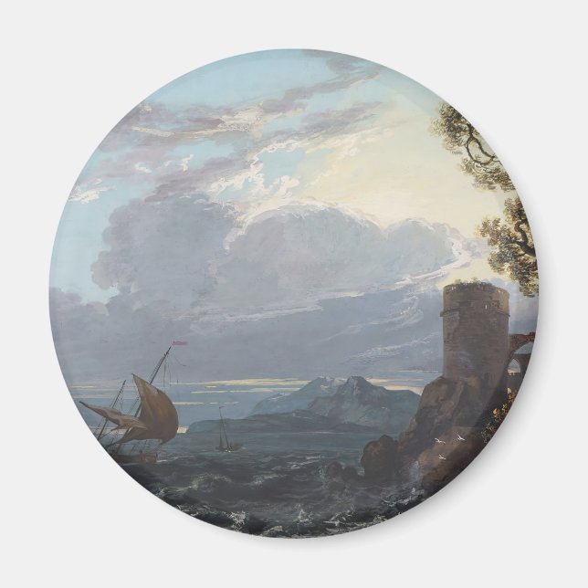 Imán Mar de tormenta con ruinas y figuras de castillo ( (Frente)