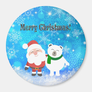 Imán Maravilloso copo de nieve azul, Santa y osos