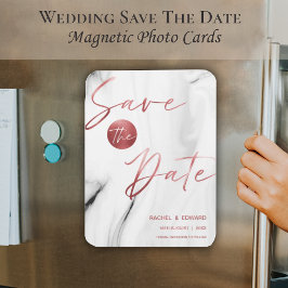 Imán Marble Faux Rosa Boda De Oro Salvar La Fecha