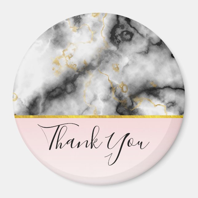 Imán Marble gris humeante moderno con cinta dorada grac (Frente)