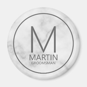 Imán Marble Modern Monograma y nombres personalizados G