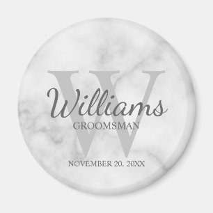 Imán Marble Personalizado Script Groomsmen