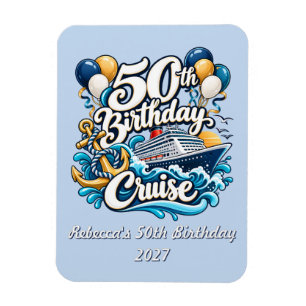 Imán Marcador de puerta de crucero de cumpleaños 50