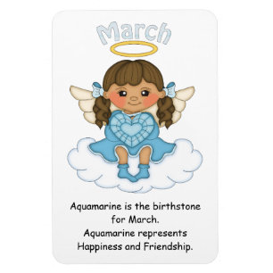 Imán March Birthstone Angel Brunette Premium Magnet