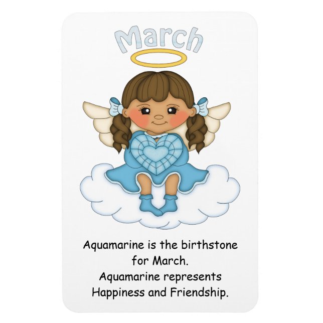 Imán March Birthstone Angel Brunette Premium Magnet (Vertical)