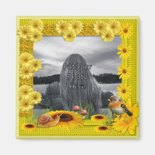Imán Marco amarillo de la foto del girasol de la sol