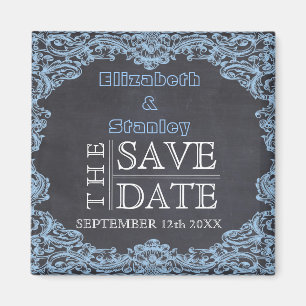 Imán Marco antiguo y pizarra de boda Save the Date