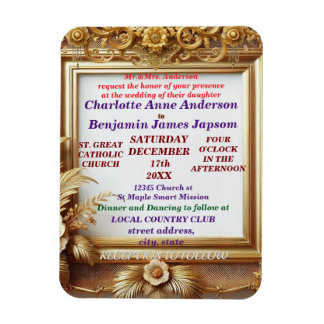 Imán Marco Botánico Floral Dorado 3D