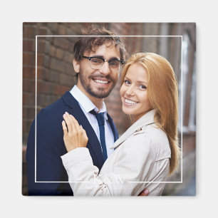 Imán Marco cuadrado moderno fotográfico monogramado