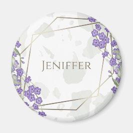 Imán Marco de flor de hojas de acuarela geométrica de o