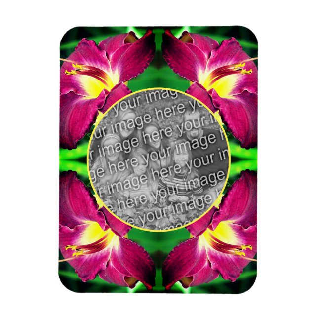 Imán Marco de flores diurnas Crea tu propia foto (Vertical)