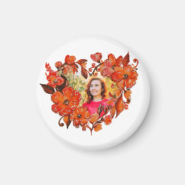 Imán Marco de foto floral de forma cardíaca