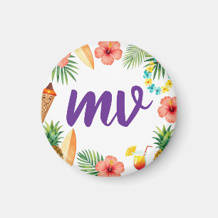 Imán Marco de Hibisco Tropical Vibraciones de Aloha