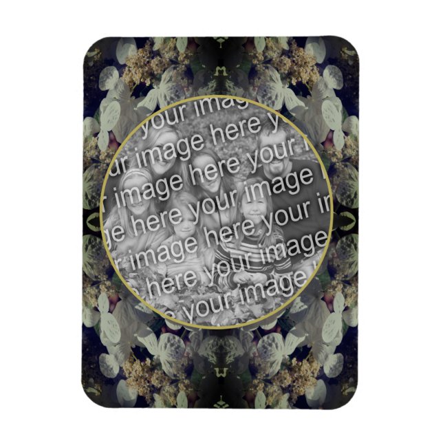 Imán Marco de Hydrangea Lacecap Blanco Añadir la foto (Vertical)