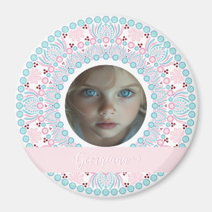 Imán Marco de Mandala rosa y azul Pastel Bonito persona