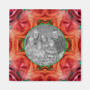 Imán Marco de naturaleza floral de rosa roja Añadir la