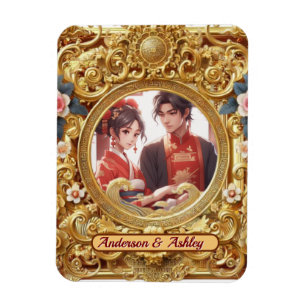 Imán Marco de tallado chino Golden Faux