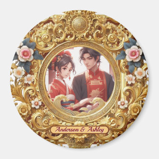 Imán Marco de tallado chino Golden Faux