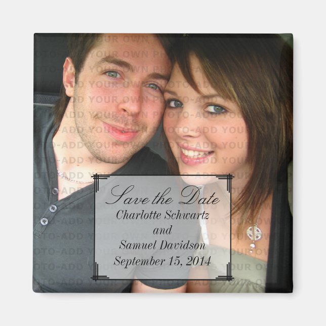 Imán Marco decorativo marfil Art Deco Save the Date Mag (Frente)
