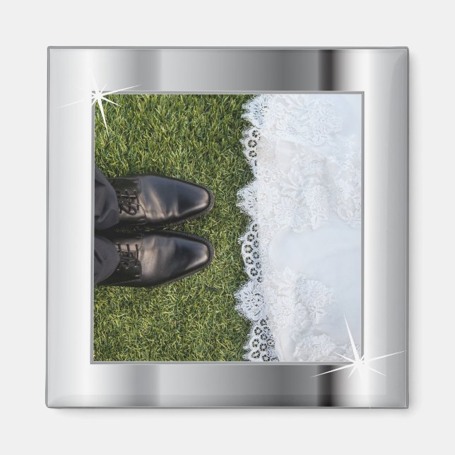 Imán Marco elegante plateado (Frente)