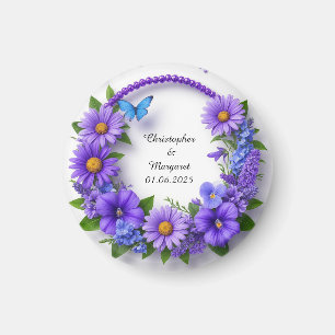 Imán Marco floral de boda con flores coloridas