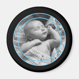 Imán Marco fotográfico azul y negro para bebés
