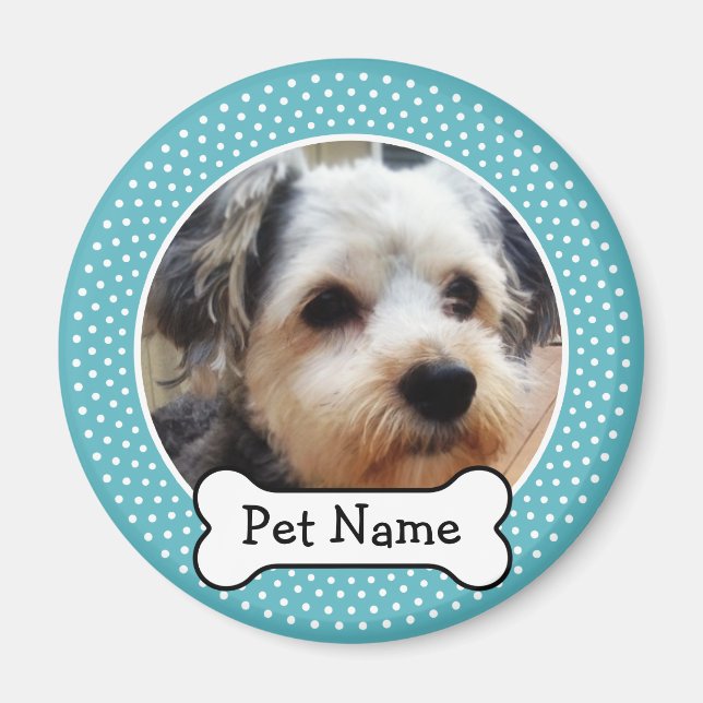 Imán Marco fotográfico de Mascota de puntos de óseo y p (Frente)