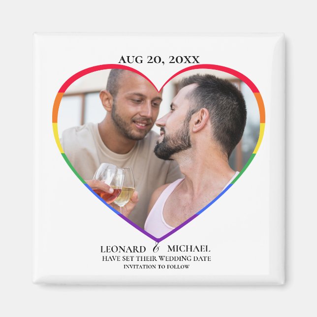 Imán Marco fotográfico del corazón del orgullo arcoiris (Frente)