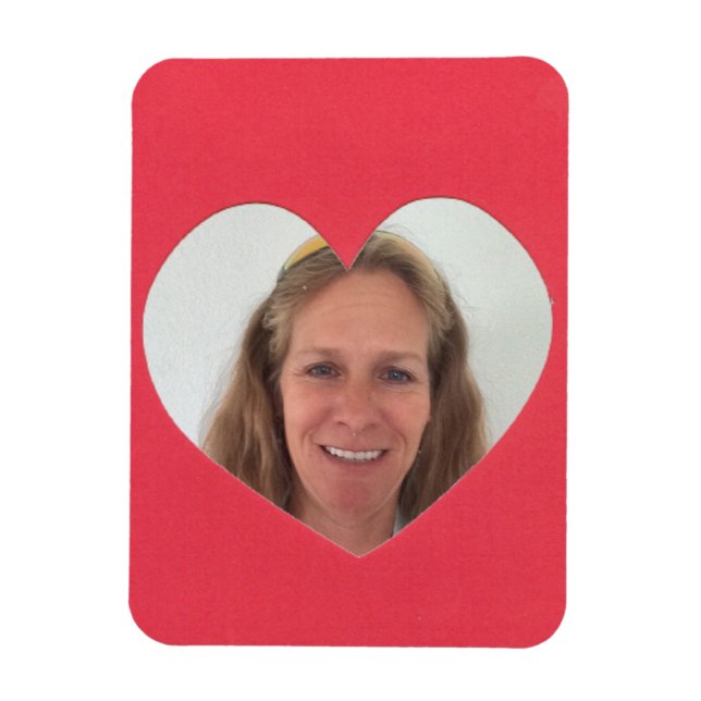 Imán Marco fotográfico del corazón rojo (Vertical)