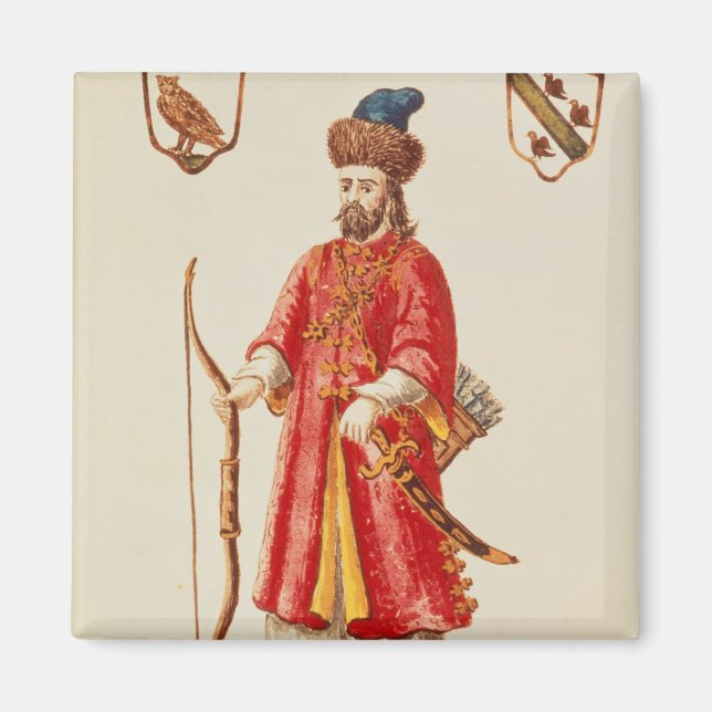Imán Marco Polo vestido con traje de tártaro (Frente)