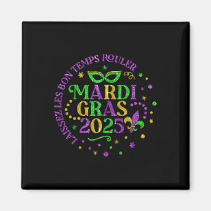 Imán Mardi Gras 2025 Mask Feathers Mardi Gras Family Co