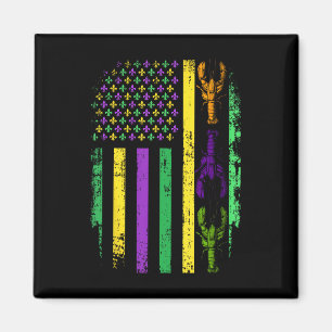 Imán Mardi Gras Bandera Estadounidense De Ee. UU. Con C